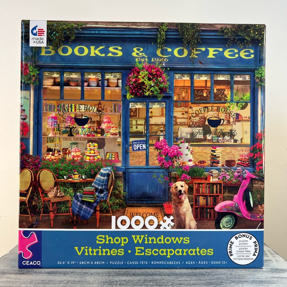 Puzzle Books & Coffee House Shop Windows Lena Jigsaw Puzzle 1000 pc 26.6" X 19"